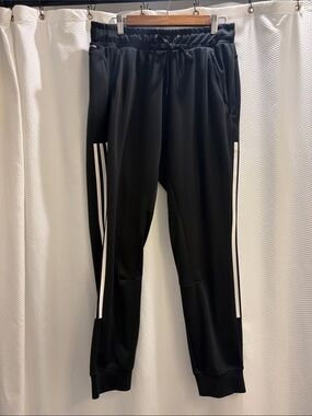 adidas Black Joggers with White Side Stripes